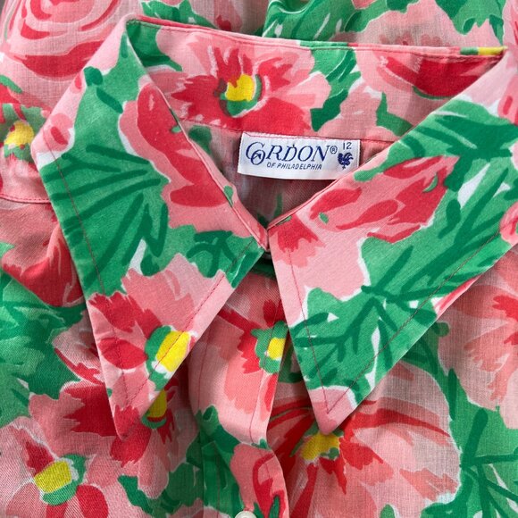 Stunning Vintage Floral Print Blouse Button Up Shirt Garden Girl Preppy Feminine - Picture 6 of 10